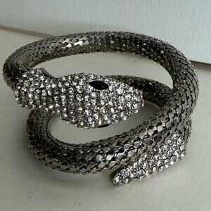 Silver Snake Bracelet with Rhinestones
